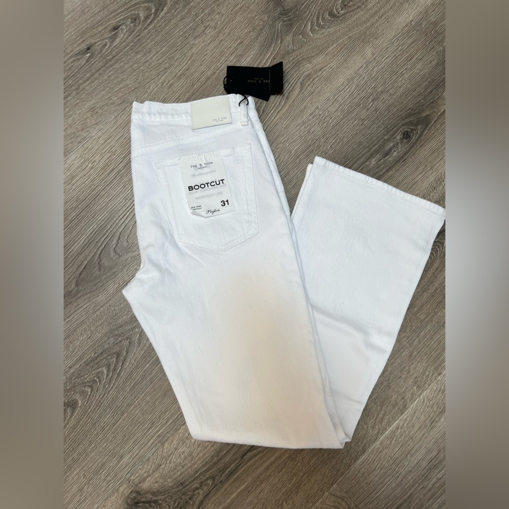 Rag & Bone Peyton Bootcut Denim Jean in Optic White Size 31